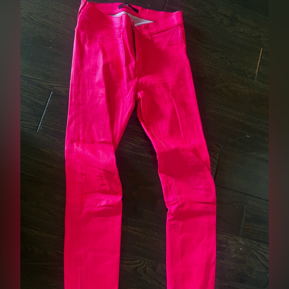 JBrand pink neon leather pants